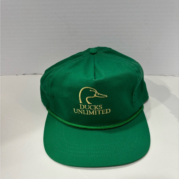 Ducks Unlimited Other - Vtg Ducks Unlimited Embroidered Green Cap Hat Adjustable Rope Accent